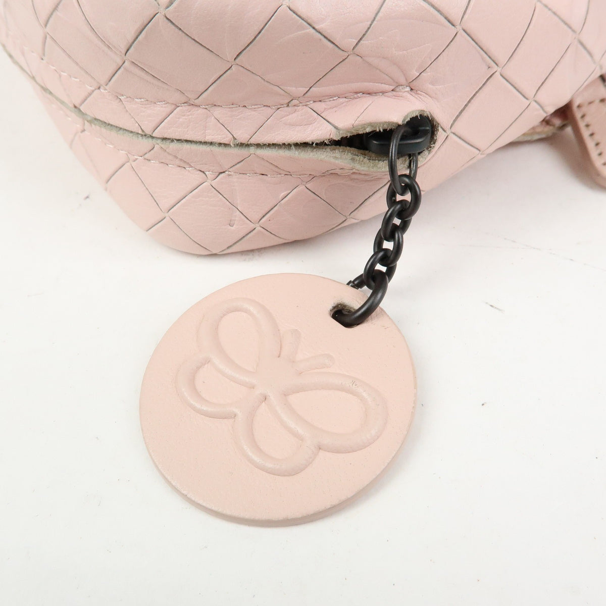 Bottega Veneta Expandable Chain Embossed Intrecciato Nappa, Pink, Leather, Crossbody Bag