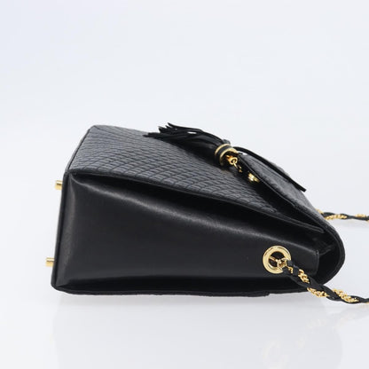 Bally Vintage Chain Quilted Leather, Black, Leather, Shoulder Bag
