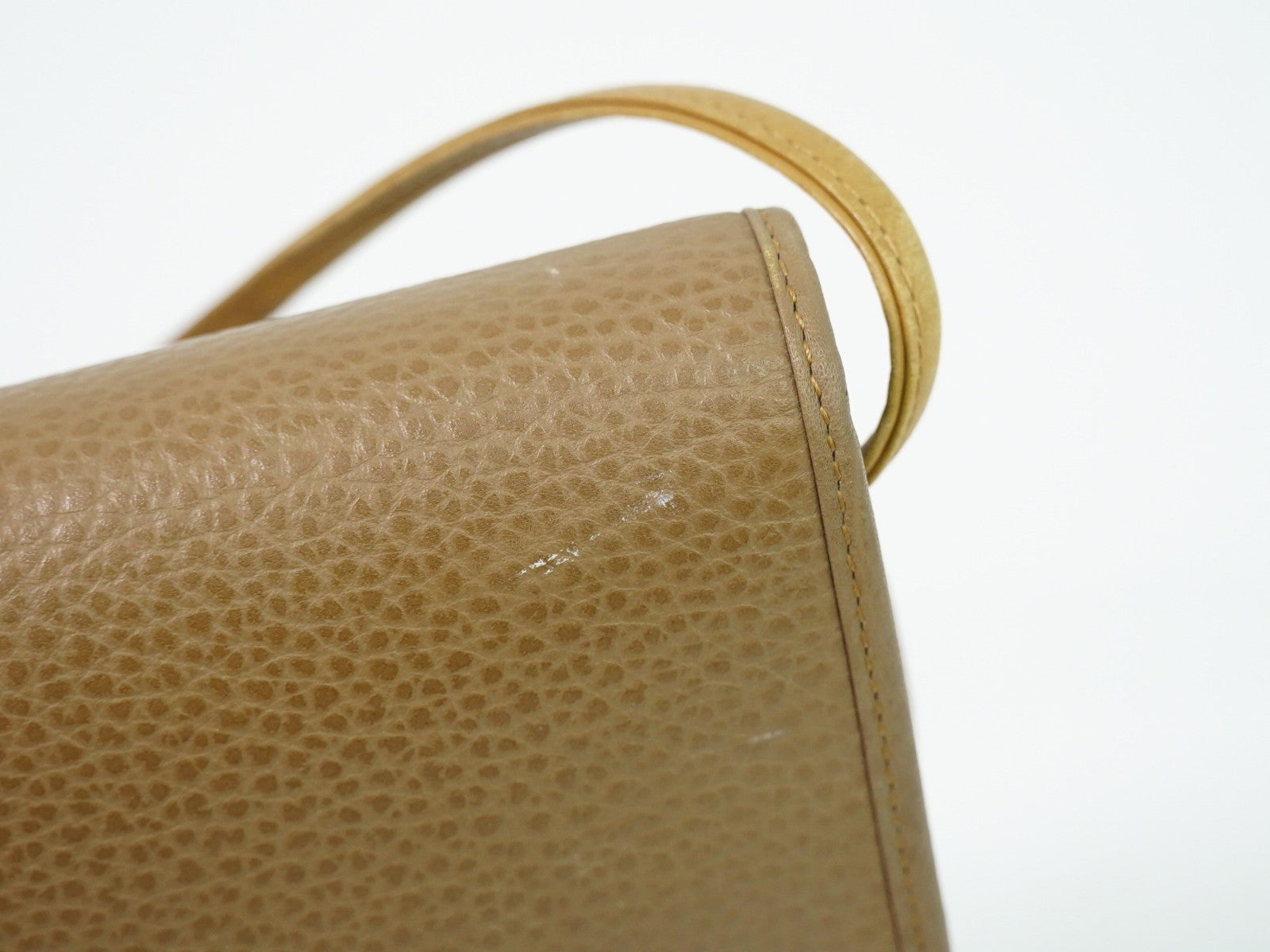 Christian Dior Vintage CD Flap Leather, Beige, Leather, Shoulder Bag