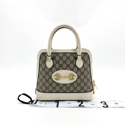 Gucci Horsebit 1955 Top Handle GG Coated Canvas with Leather, Beige, Canvas, Handbag
