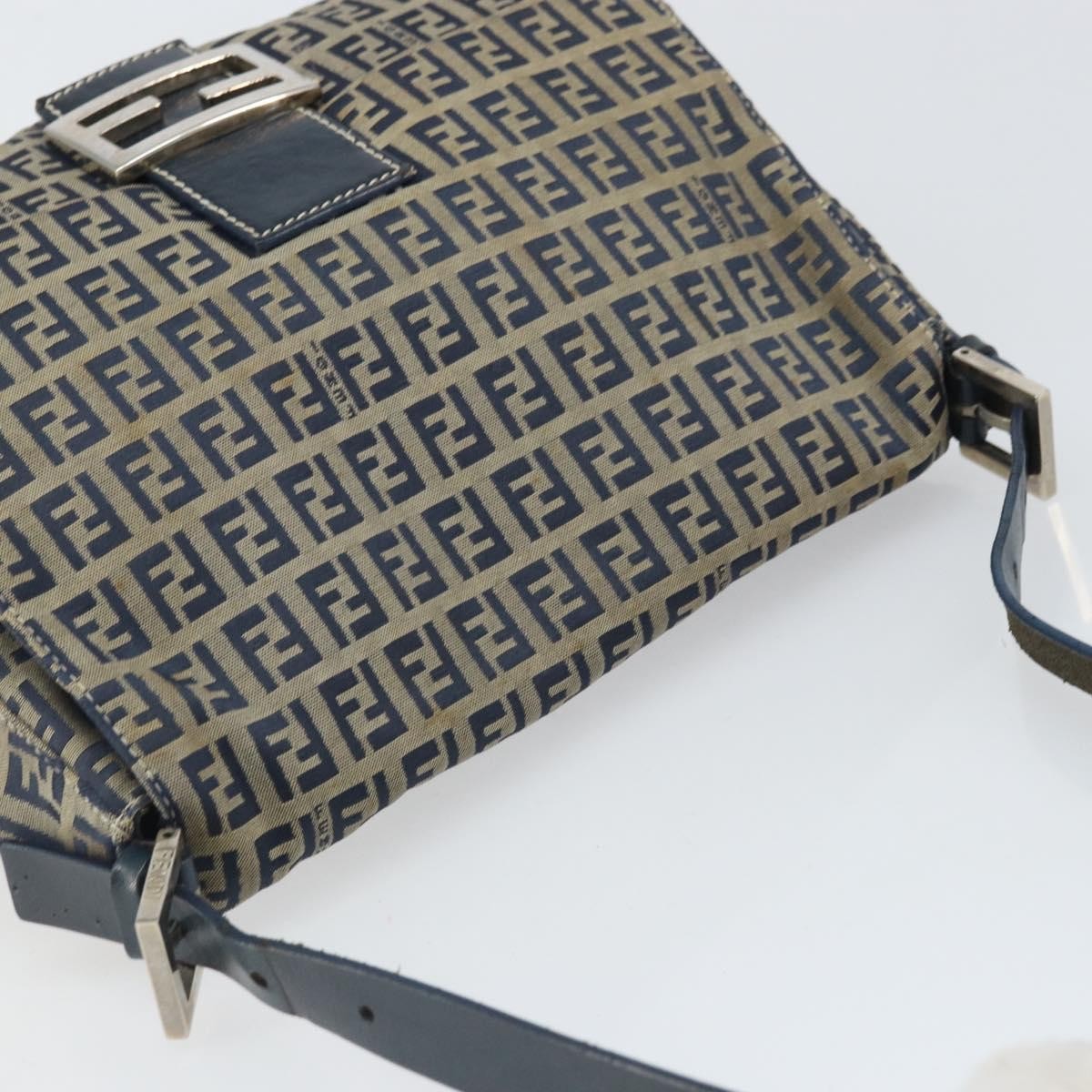 Fendi Mamma Baguette Zucchino canvas, Navy, Canvas, Shoulder Bag