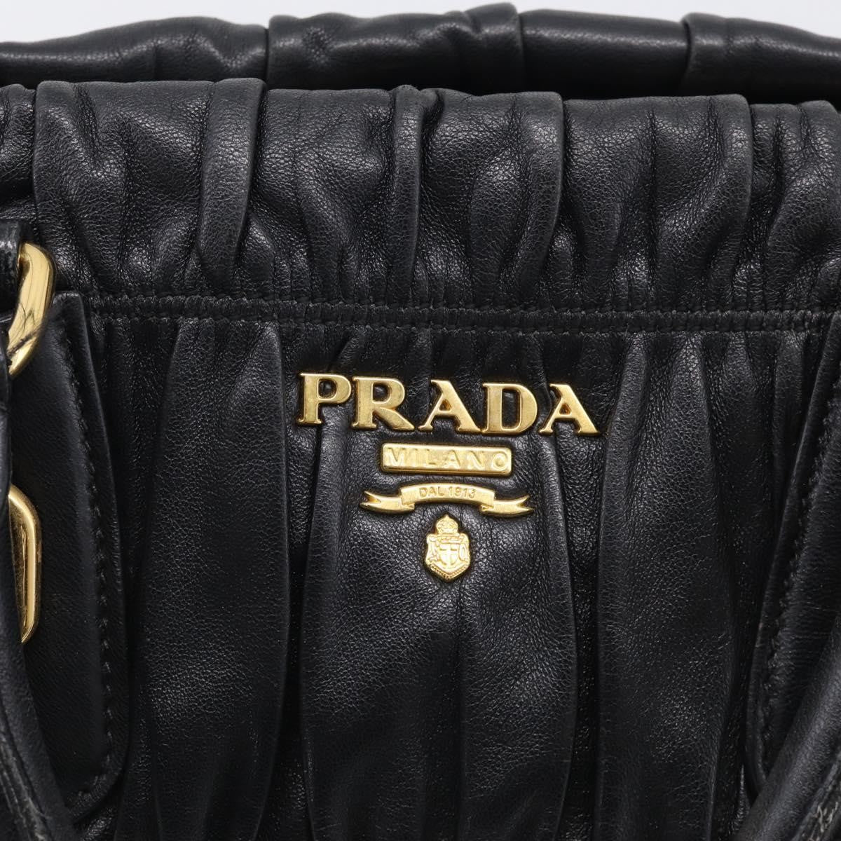 Prada Gaufre Convertible Satchel Nappa Leather, Black, Leather, Handbag