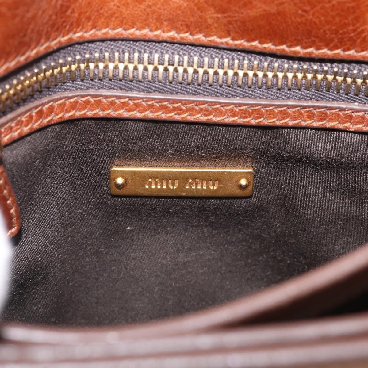 Miu Miu Shoulder Leather, Brown, Leather, Shoulder Bag