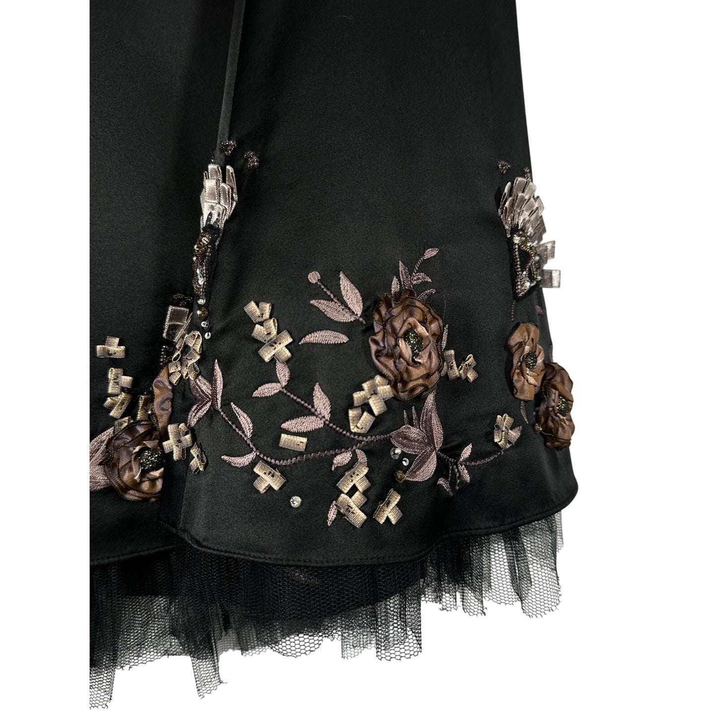 KAREN MILLEN Embroidered Silk Skirt