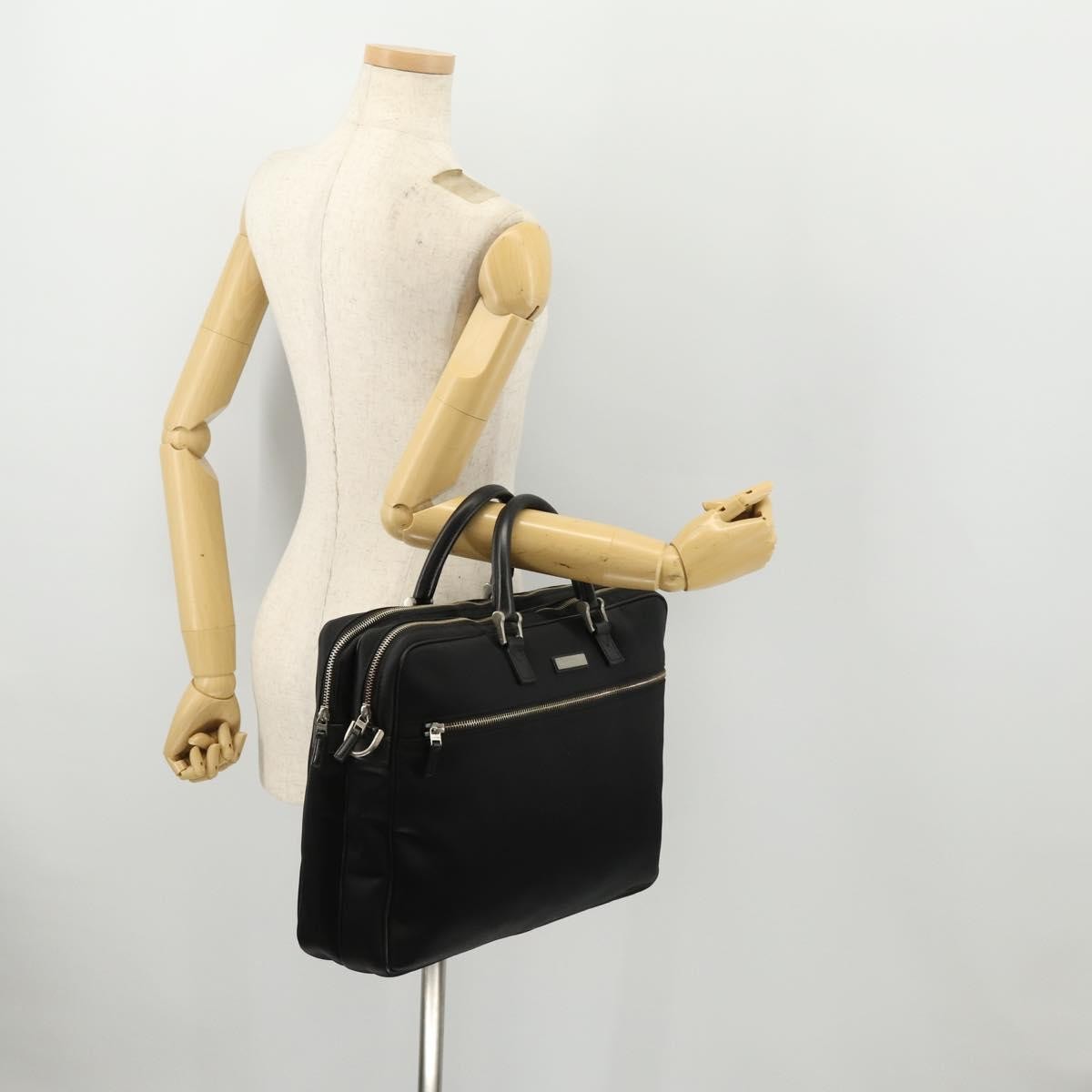 Burberry Front Zip Pocket Convertible Leather, Black, Nylon, Briefcase