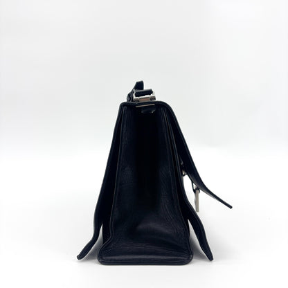 Balenciaga Downtown Soft Hourglass Leather, Black, Leather, Shoulder Bag