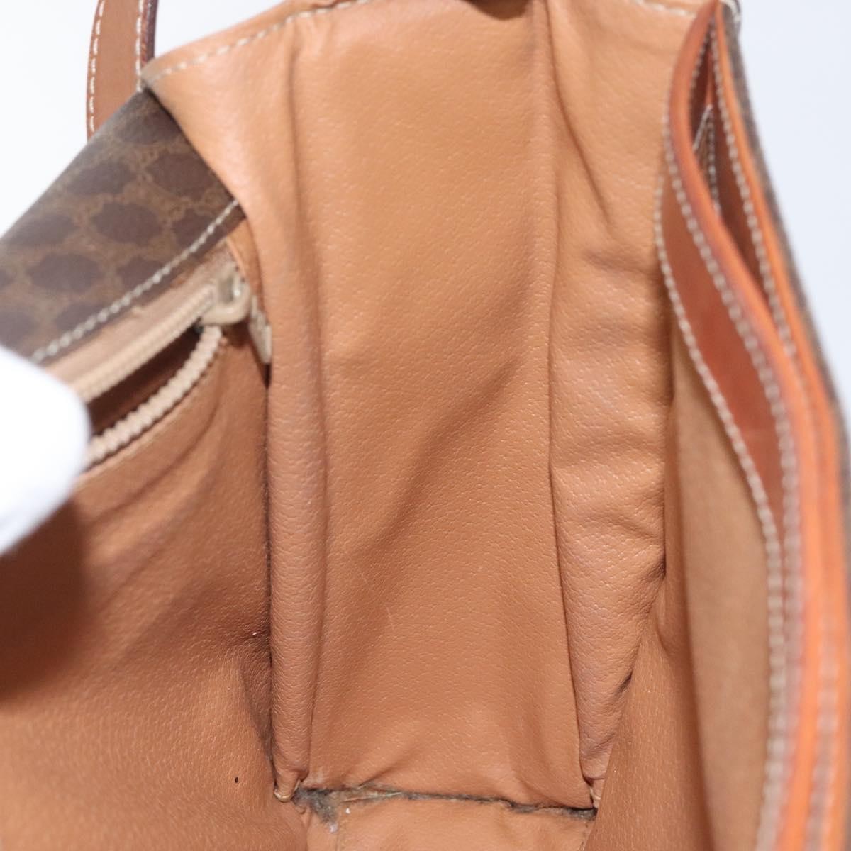Celine Vintage Macadam Circle Logo Canvas and Leather, Brown, Canvas, Shoulder Bag
