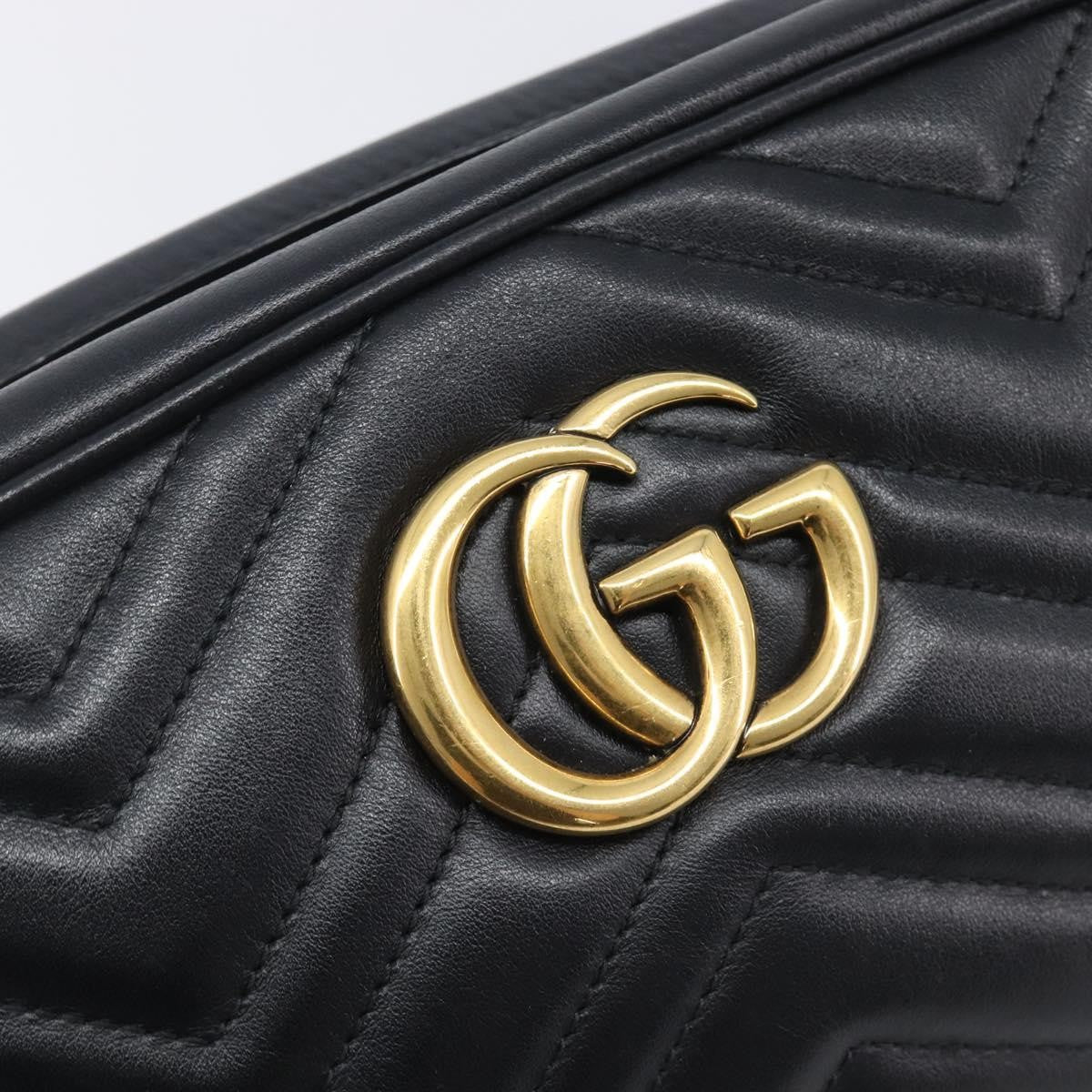 Gucci GG Marmont Matelasse Leather, Black, Leather, Shoulder Bag