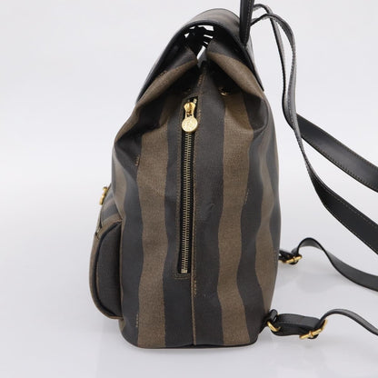 Fendi Vintage Pequin Logo Coated Canvas, Brown, Canvas, Backpack