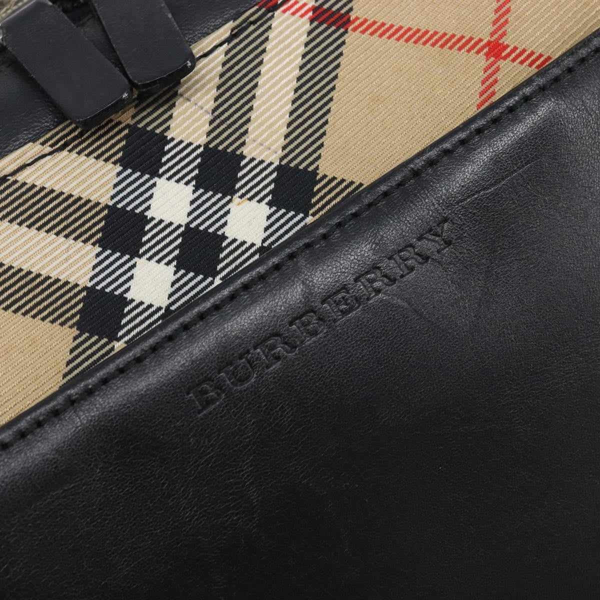 Burberry Nova Check Leather and Nylon, Black, Leather, Handbag