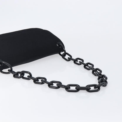 Prada Plastic Chain Flap Bag Canvas, Black, Cotton, Shoulder Bag