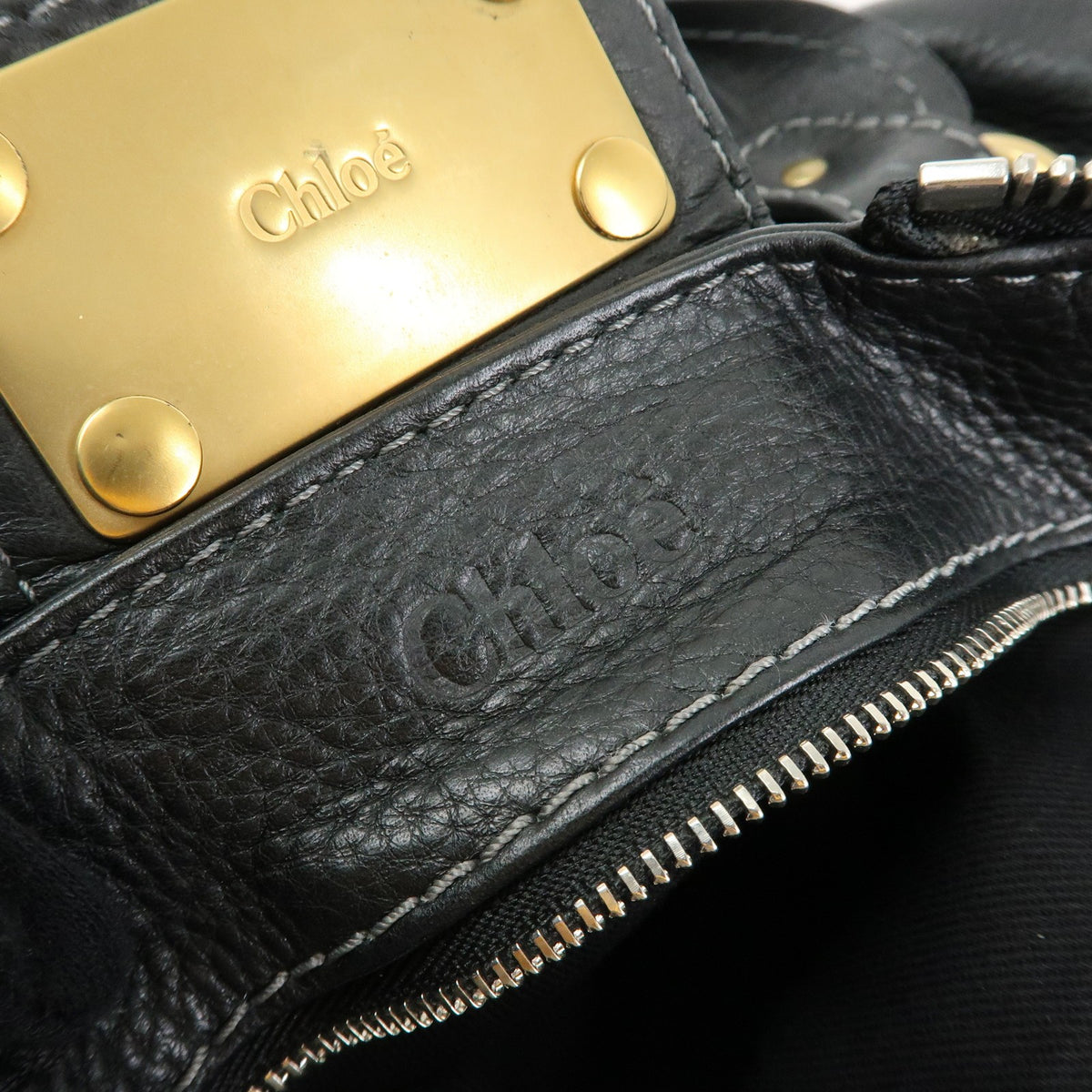 Chloe Paddington Body Leather, Black, Leather, Handbag