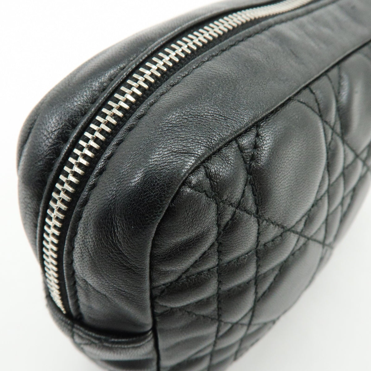 Christian Dior Lady Dior Cannage Quilt Leather, Black, Leather, Wallet
