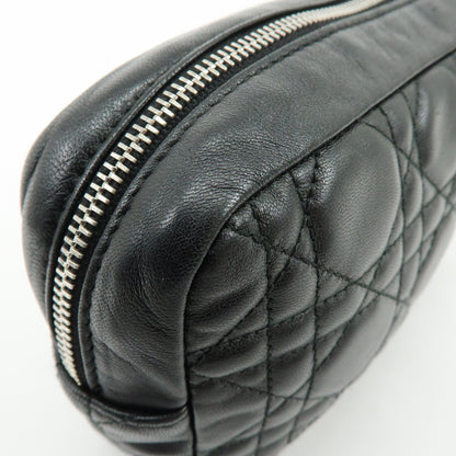 Christian Dior Lady Dior Cannage Quilt Leather, Black, Leather, Wallet