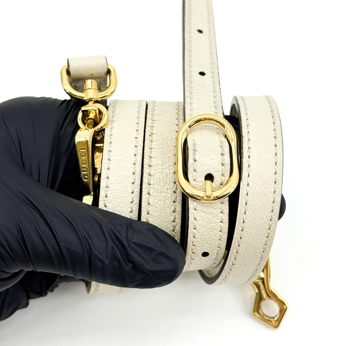 Gucci Ophidia Bucket Leather, White, Leather, Handbag