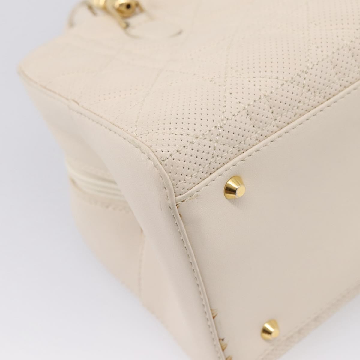 Christian Dior Vintage Leather, White, Leather, Tote Bag