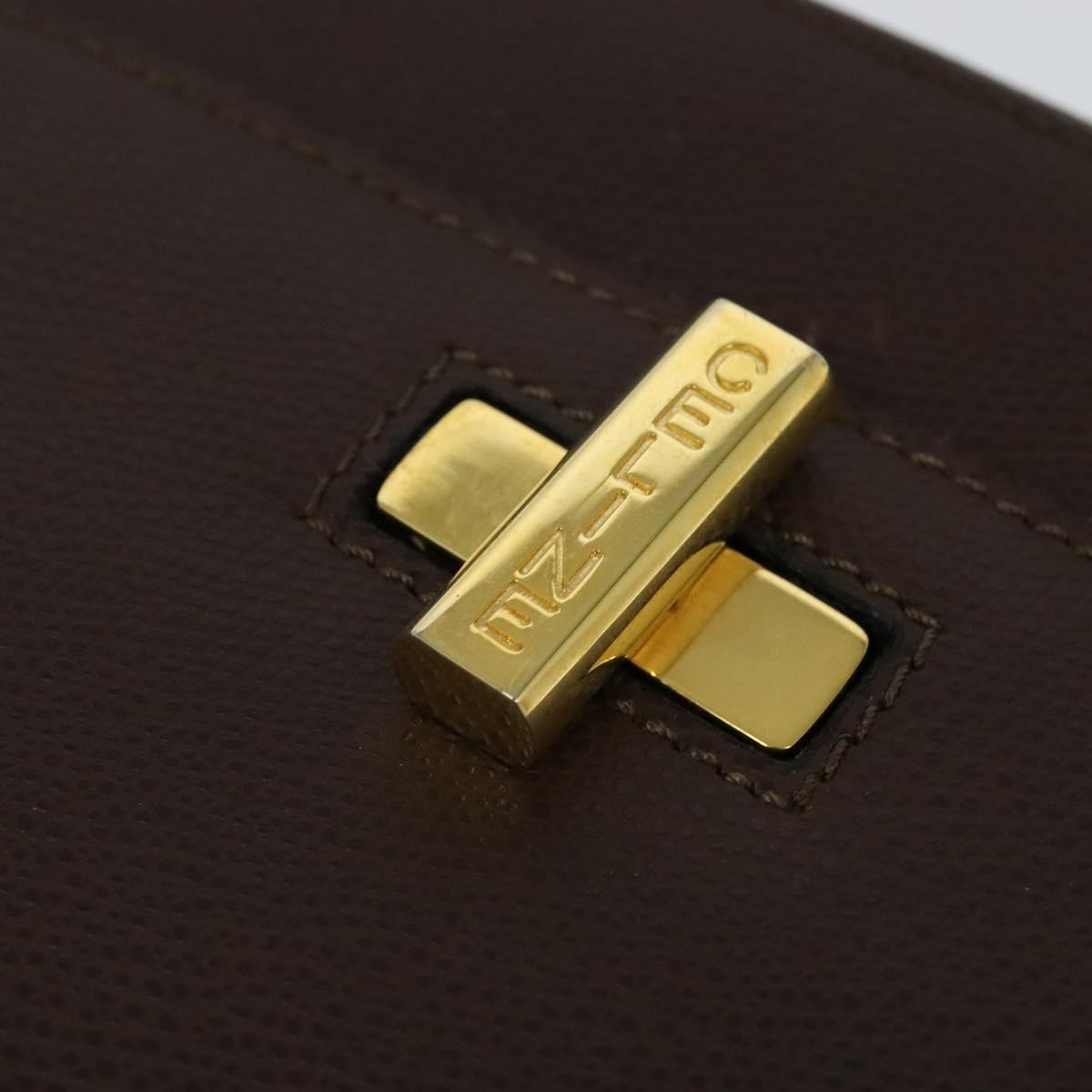 Celine Vintage Turnlock Leather, Brown, Leather, Shoulder Bag