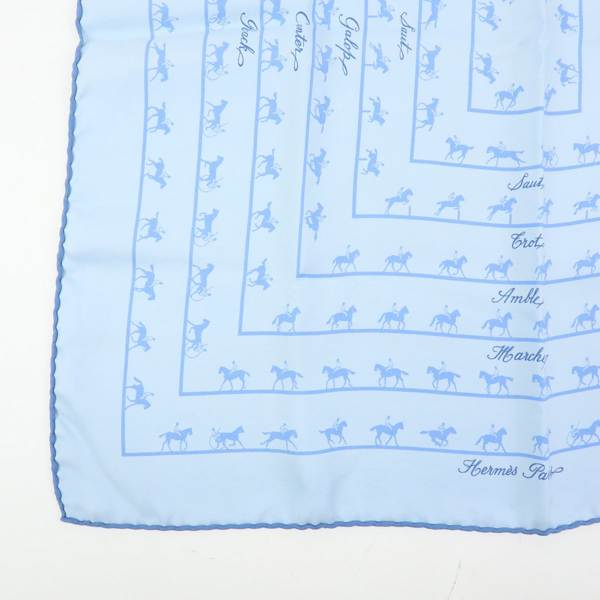 Hermes Carré 42 Silk, Blue, Silk, Scarf