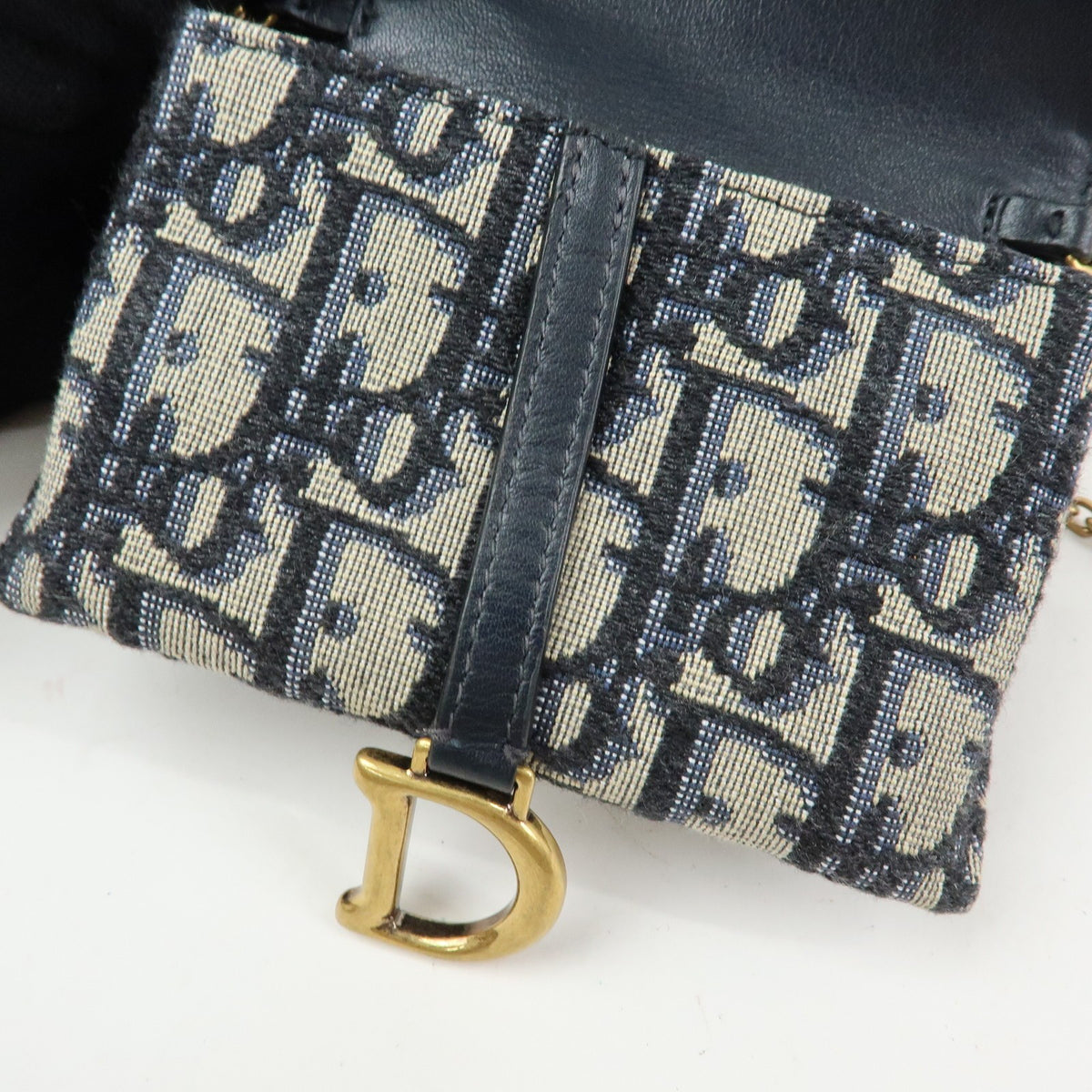 Christian Dior Saddle Pouch Leather, Beige, Canvas, Clutch