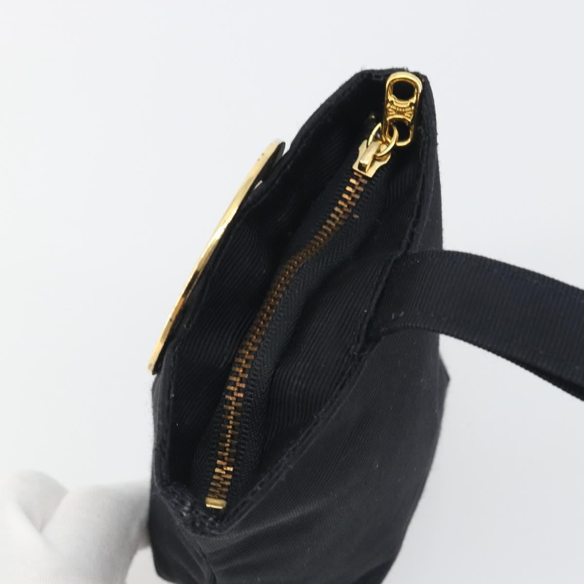 Celine Circle Logo Pouch Canvas, Black, Canvas, Clutch