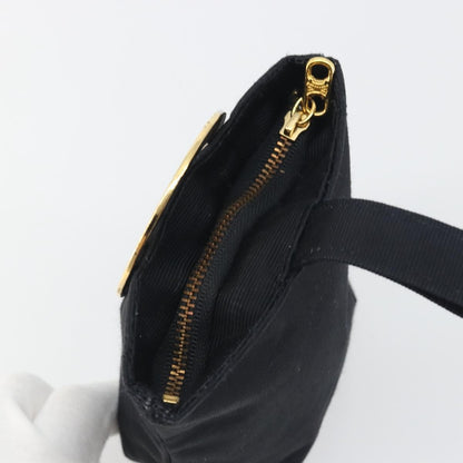 Celine Circle Logo Pouch Canvas, Black, Canvas, Clutch