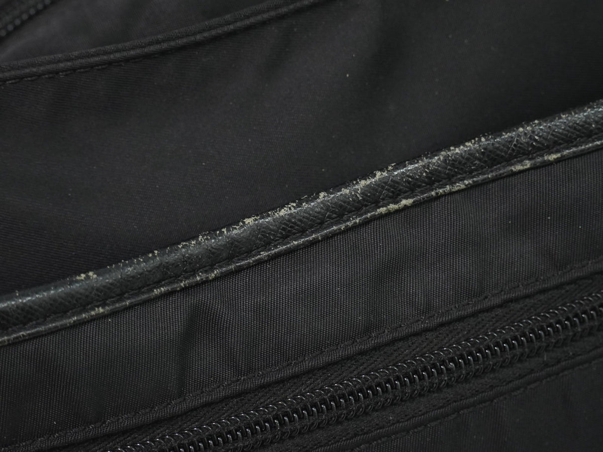 Prada Front Zip Messenger Quilted Tessuto, Black, Nylon, Shoulder Bag