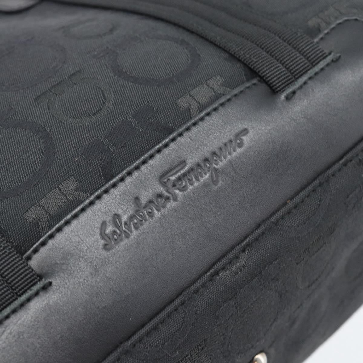 Salvatore Ferragamo Gancini Top Handle Canvas, Black, Canvas, Handbag