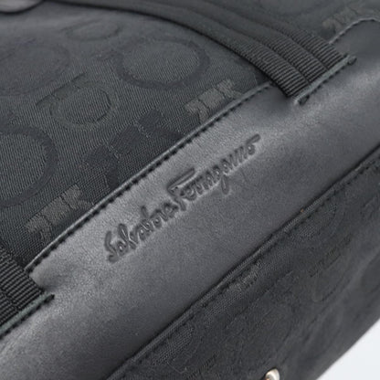 Salvatore Ferragamo Gancini Top Handle Canvas, Black, Canvas, Handbag