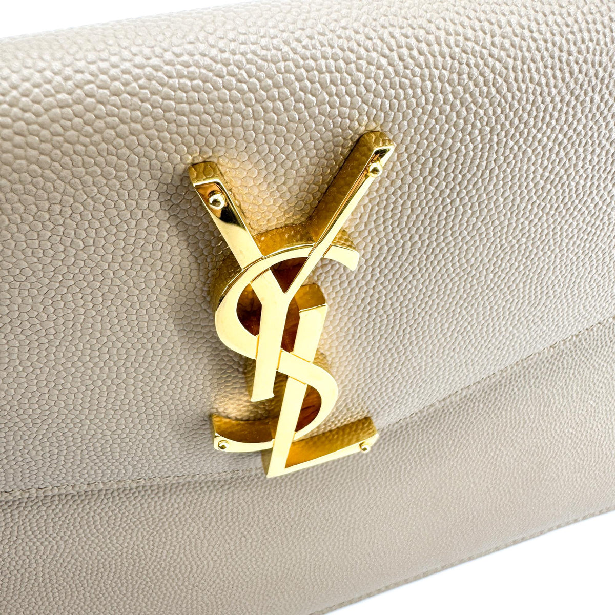 Saint Laurent Uptown Pouch Leather, Beige, Leather, Clutch
