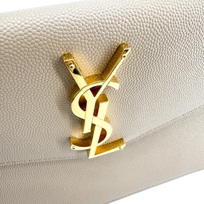 Saint Laurent Uptown Pouch Leather, Beige, Leather, Clutch