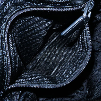 Prada Zip Buckle Messenger Tessuto, Black, Nylon, Handbag