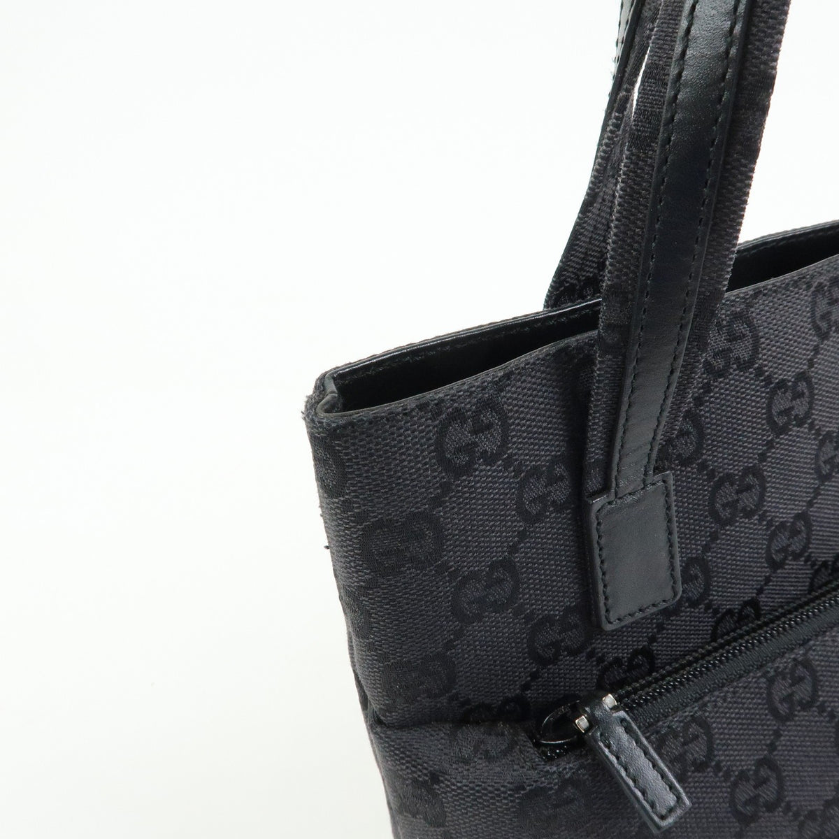 Gucci Tote GG Canvas and Leather, Black, Canvas, Tote Bag