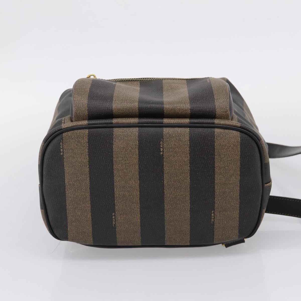 Fendi Vintage Pequin Logo Coated Canvas, Brown, Canvas, Backpack