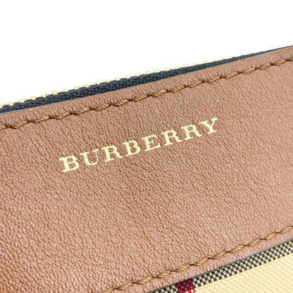 Burberry Peyton Crossbody Clutch Haymarket Coated Canvas, Brown, Canvas, Crossbody Bag