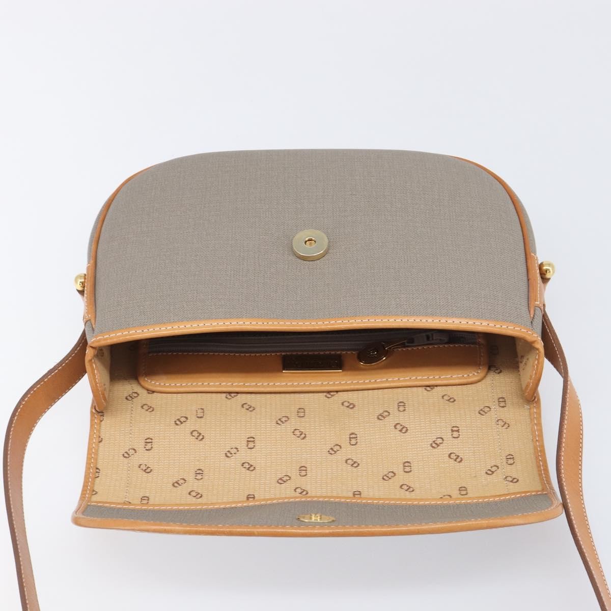 Christian Dior Vintage CD Logo Canvas and leather, Gray, Canvas, Shoulder Bag
