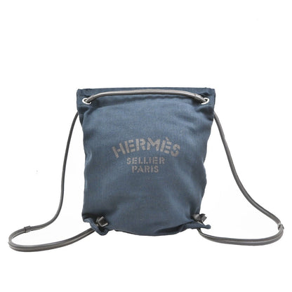 Hermes Maline Toile, Blue, Canvas, Backpack
