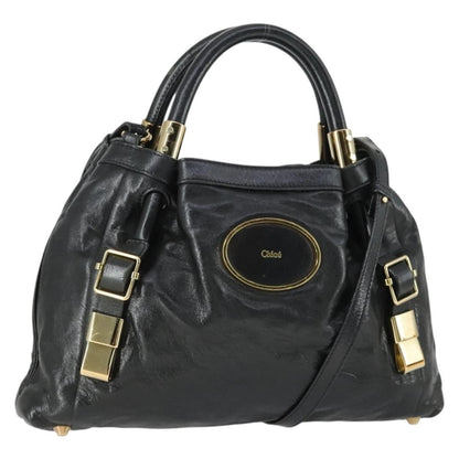 Chloe Victoria Leather, Black, Leather, Handbag
