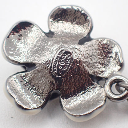 Chanel CC Flower Ladybug Silver Plated and Acrylic, Silver, Metal, Necklace