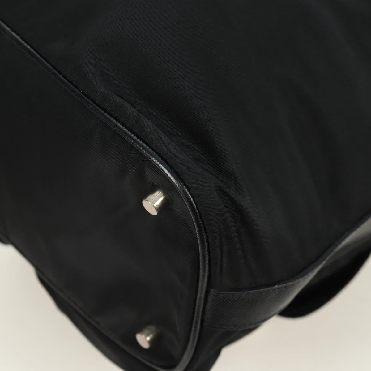 Prada Double Pocket Drawstring Tessuto, Black, Nylon, Shoulder Bag