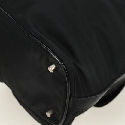 Prada Double Pocket Drawstring Tessuto, Black, Nylon, Shoulder Bag