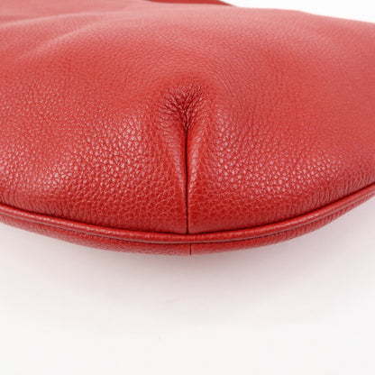 Gucci Logo Half-Moon Hobo Printed Leather, Red, Leather, Shoulder Bag