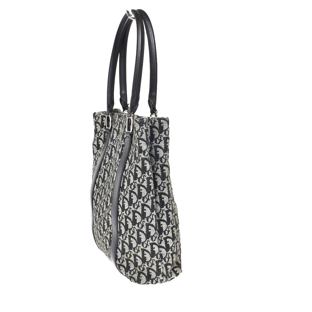 Christian Dior Vintage Open Diorissimo Canvas, Black, Canvas, Tote Bag