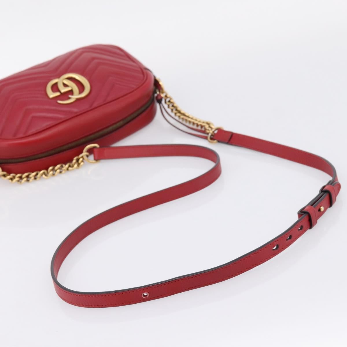 Gucci GG Marmont Matelasse Leather, Red, Leather, Shoulder Bag