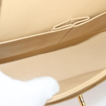 Chanel Vintage Classic Double Flap Bag Quilted Lambskin, BEIGE, LEATHER, Shoulder bag