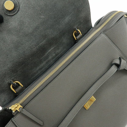 Celine Belt Textured Leather, Gray, Calfskin, Handbag