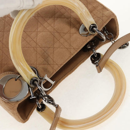 Christian Dior Cannage Handbag Canvas, BEIGE, COTTON, Handbag