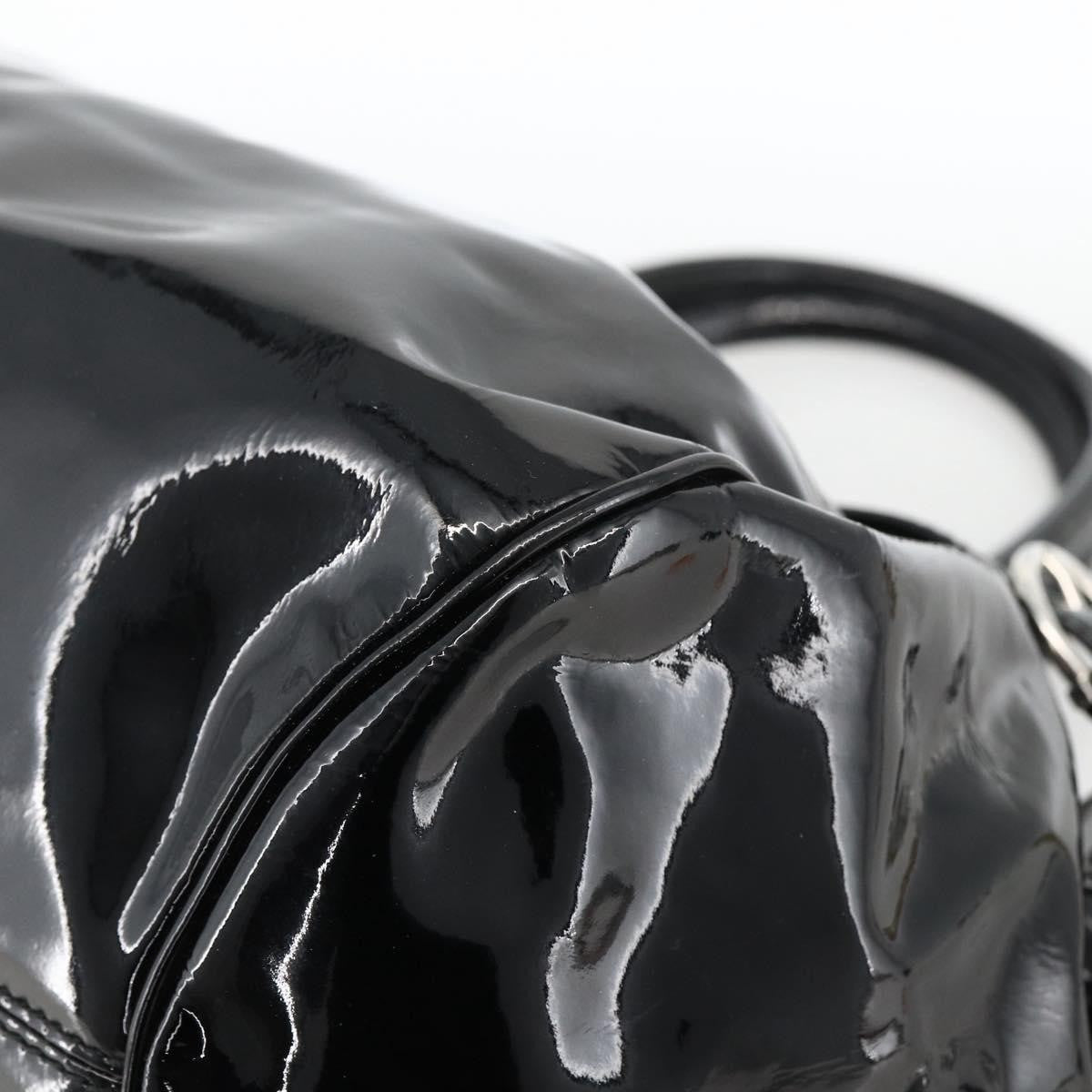Salvatore Ferragamo Gancini Patent Leather, Black, Patent Leather, Handbag