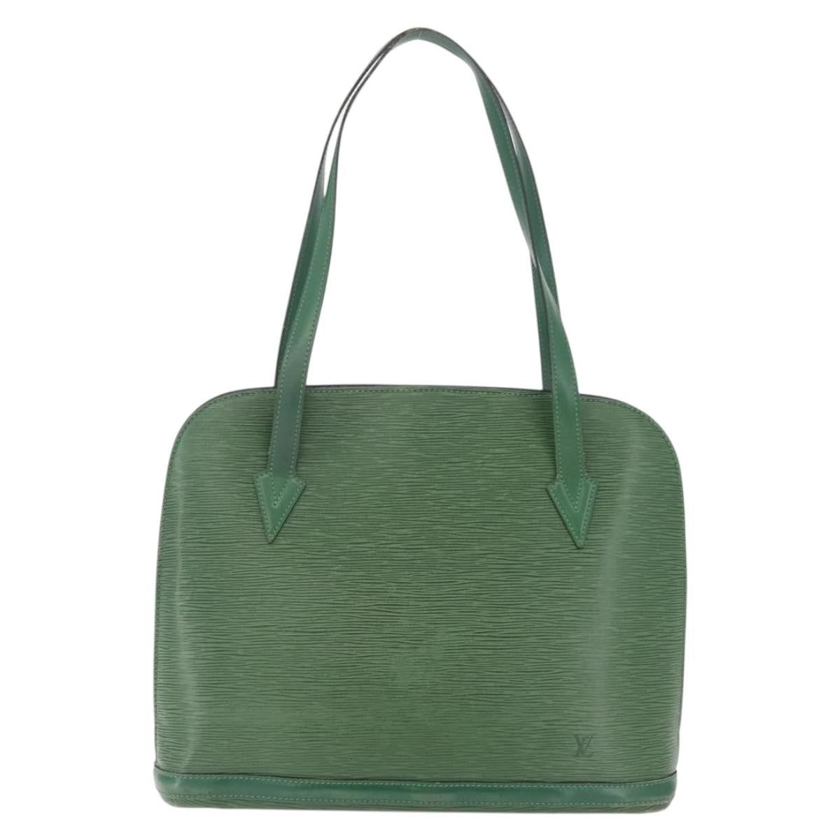 Louis Vuitton Lussac Epi Leather, Green, Leather, Handbag