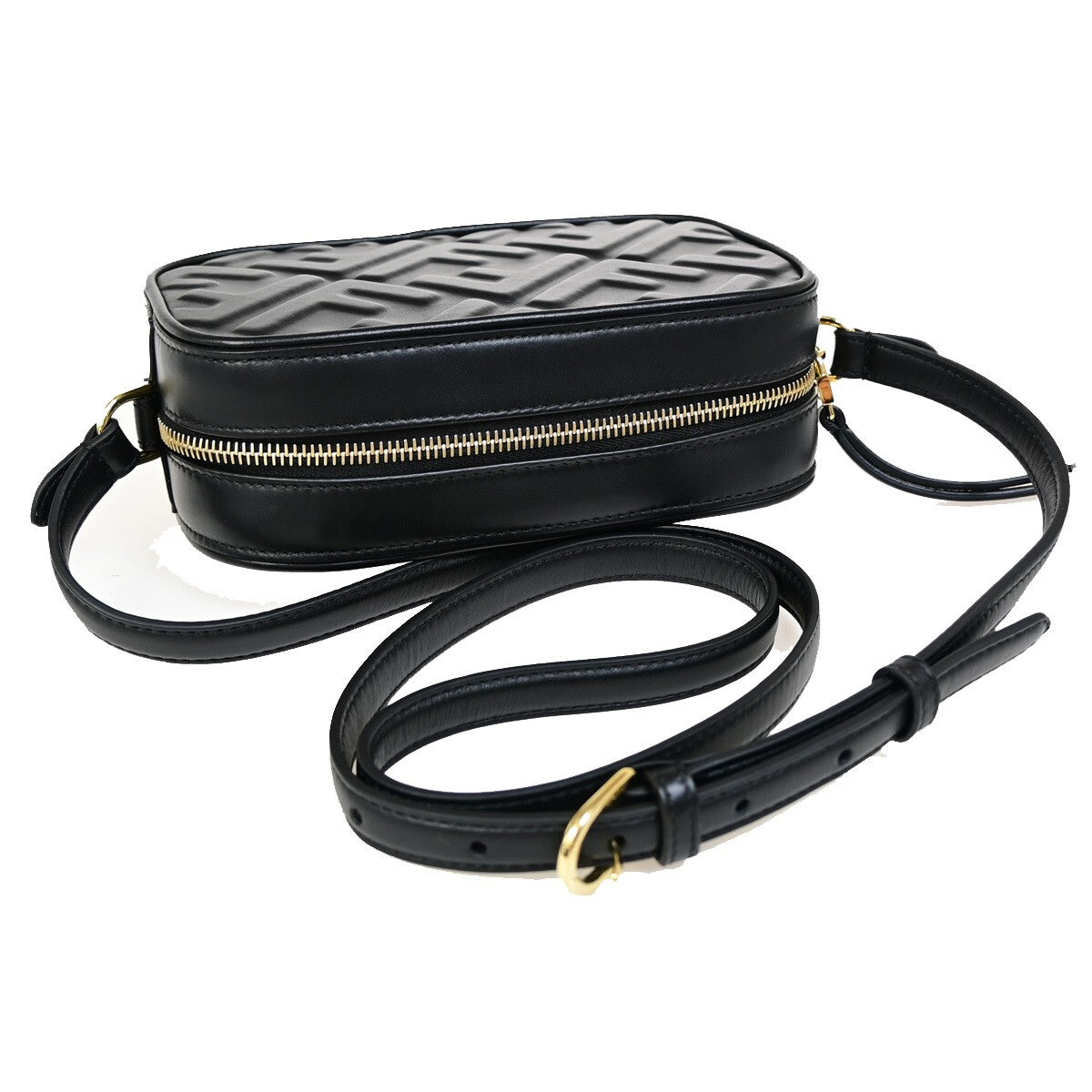 Fendi Camera Zucca Embossed Leather, Black, Leather, Handbag