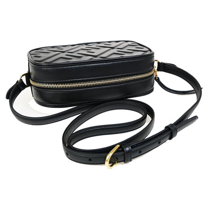 Fendi Camera Zucca Embossed Leather, Black, Leather, Handbag